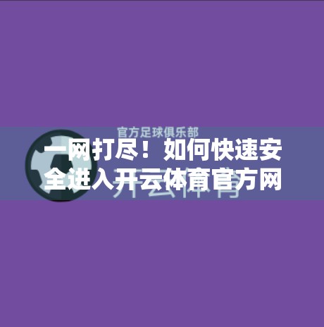 一网打尽！如何快速安全进入开云体育官方网址？新手必看指南！